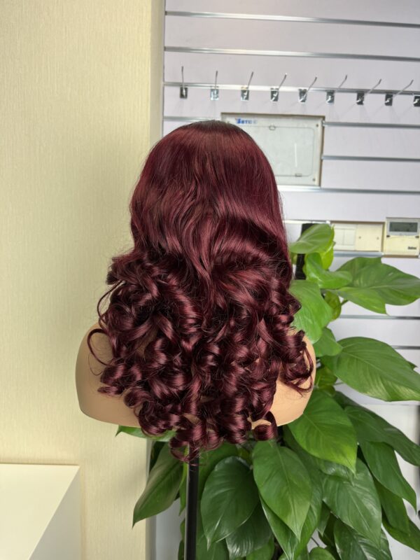 #1b/99j Double Drawn Bouncy Curl 13x4 Transparent Lace Full Frontal 300% Density Wig - Image 4